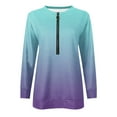 thumbnail image 4 of Royisotas Gradient Color Plus Size Sweatshirts for Women Fall Tunic Long Sleeve Pullover Crewneck Casual Blue Half Zip No Hood Shirts, 4 of 5
