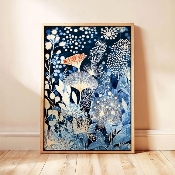 Cyanotype Botanical Art Print Indigo Blue Floral Wall Art Home Decor Office Wall Art