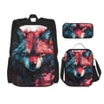thumbnail image 1 of Balery Red Flame Wolf Head Mochila escolar 3 en 1 para niños: mochila resistente con lonchera térmica y estuche para lápices. Mochila escolar para niños y niñas., 1 of 7