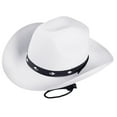 thumbnail image 1 of Sombrero de vaquero Sunnimix de fieltro Occidental con cuerda blanco, 1 of 8