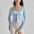 thumbnail image 2 of Kaemgyyd Long Sleeve Shirt for Women Summer Lightweight Workout Yoga Cropped Tops Comfy Twist Knot Cardigan, 2 of 6