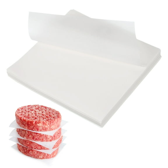 Uxcell 250 Pcs Unbleached Parchment Paper Baking Sheets Squares, 5.1 Inch Hamburger Patty Paper, Non Stick Parchment Pulp Paper for Baking Grilling or Meat Storage, White