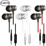 3 Packs d'écouteurs avec Microphone à Distance, SourceTon in Ear Earphone Stereo Sound Noise Isolation Tangle Free, Fits All 3.5mm Interface Device