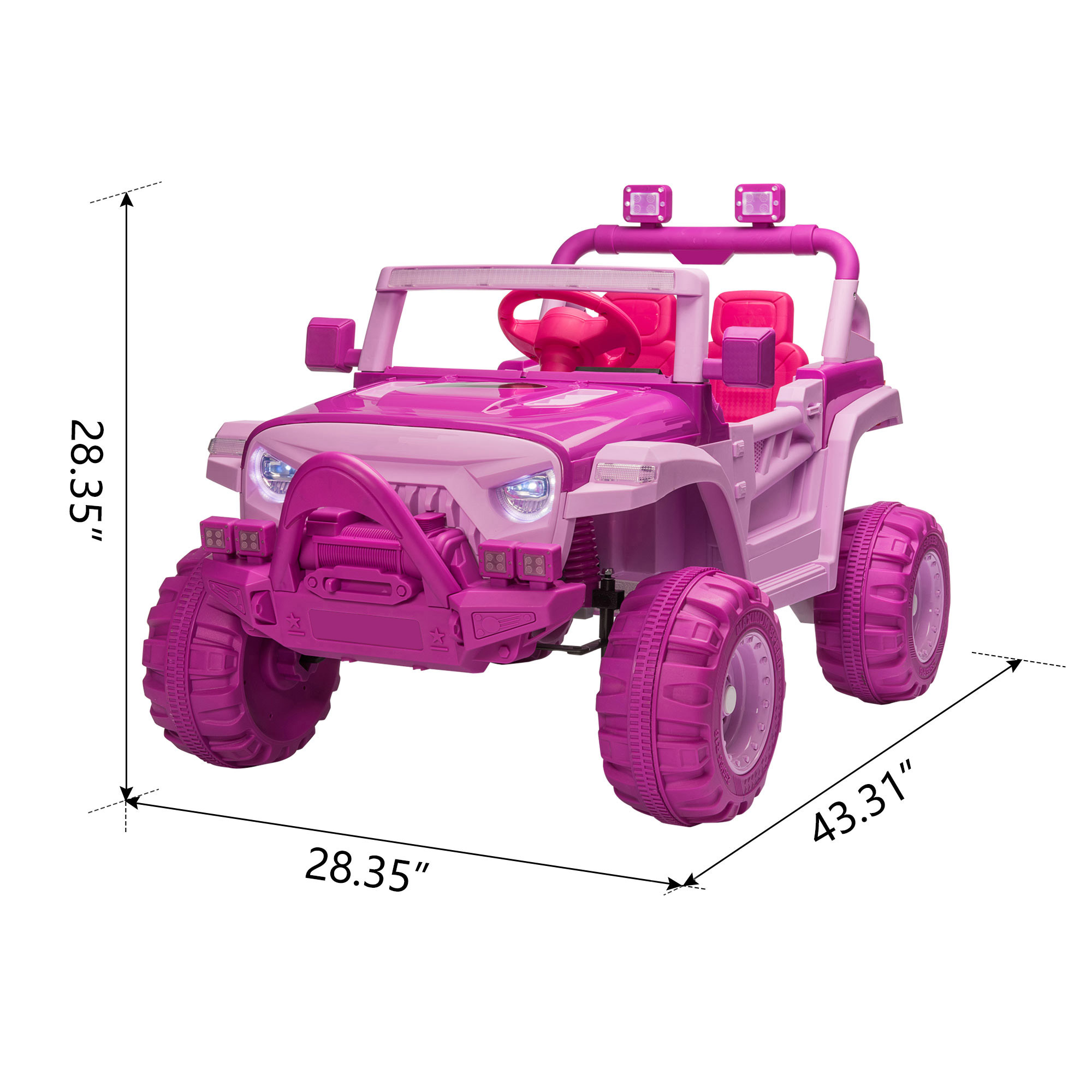 Kepooman 12V Kids Ride on Electric Cars, Realistic Off-Road UTV, Two Seater Truck for Children