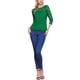 thumbnail image 2 of INSPIRAR CHIC Blusa de Encaje Floral de Manga 3/4 con Cuello Redondo M Verde, 2 of 6
