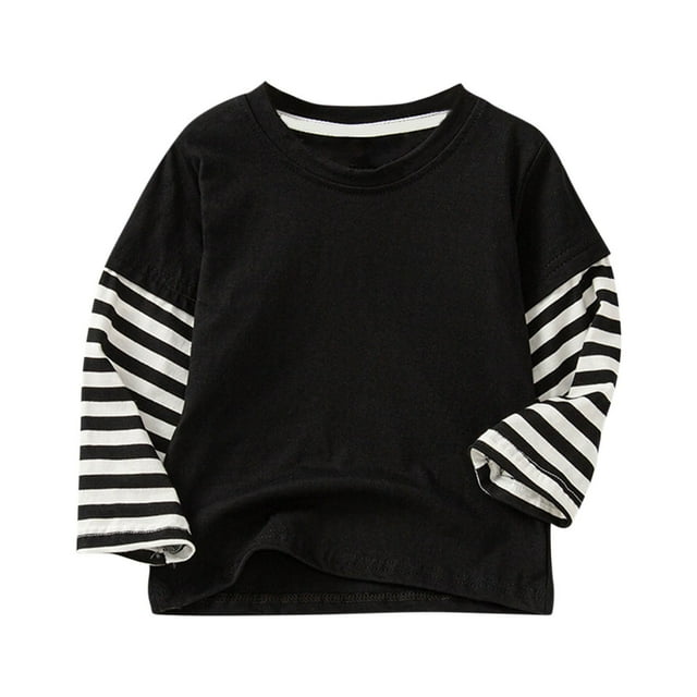 Girls Boys Long Sleeve Raglan T Shirts Kids Color Block Striped Crewneck Casual Tops Tees 2-11 Years