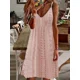 thumbnail image 2 of 2024 AliExpress Europe and the United States Plus Size Women's Summer New Cutout Jacquard V-Neck Strap Solid Color Dress, 2 of 5