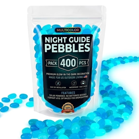 400 PCS Glow in the Dark Rocks, Colorful Luminous Rocks for Landscaping, Solar Powered Glowing Rocks for Outdoor Walkway, Yard & Aquarium Decoration