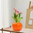 thumbnail image 4 of Plastic Vase, Decorative Flower Vase, Small Orange Plastic Flower Pot for Weddings and Home Decoration, Durable Lightweight 11x7x7cm Floral Container with Elegant Design, 4 of 6