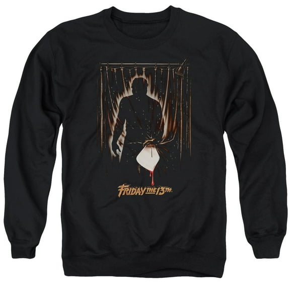 Trevco Sportswear WBM621-AS-5 Friday The 13th Part 3 Poster Adult Crewneck Sweatshirt, Black - 2X