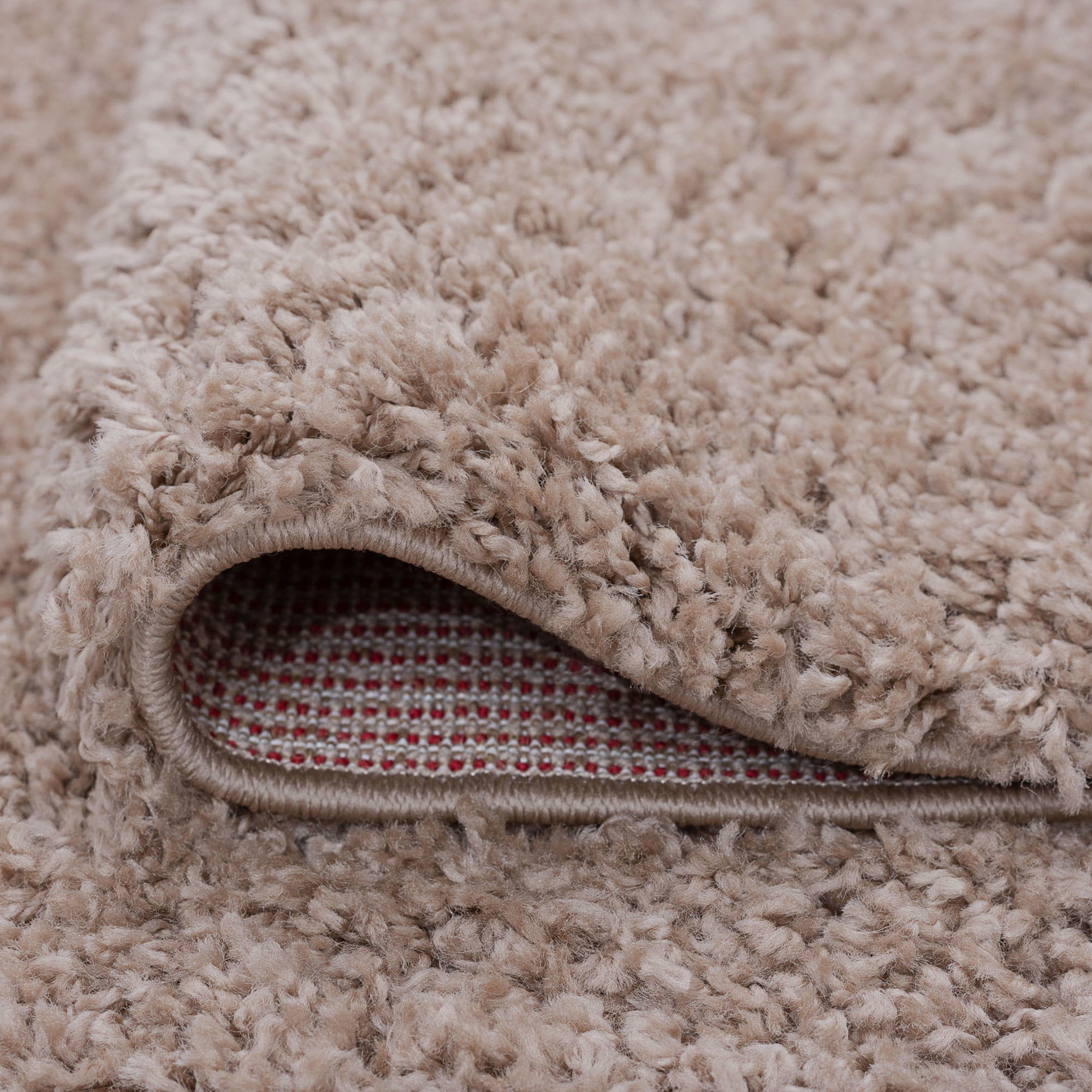 Transitional 3x5 Area Rug Shag Thick (3'3'' x 5') Solid Tan Indoor Rectangle Easy to Clean