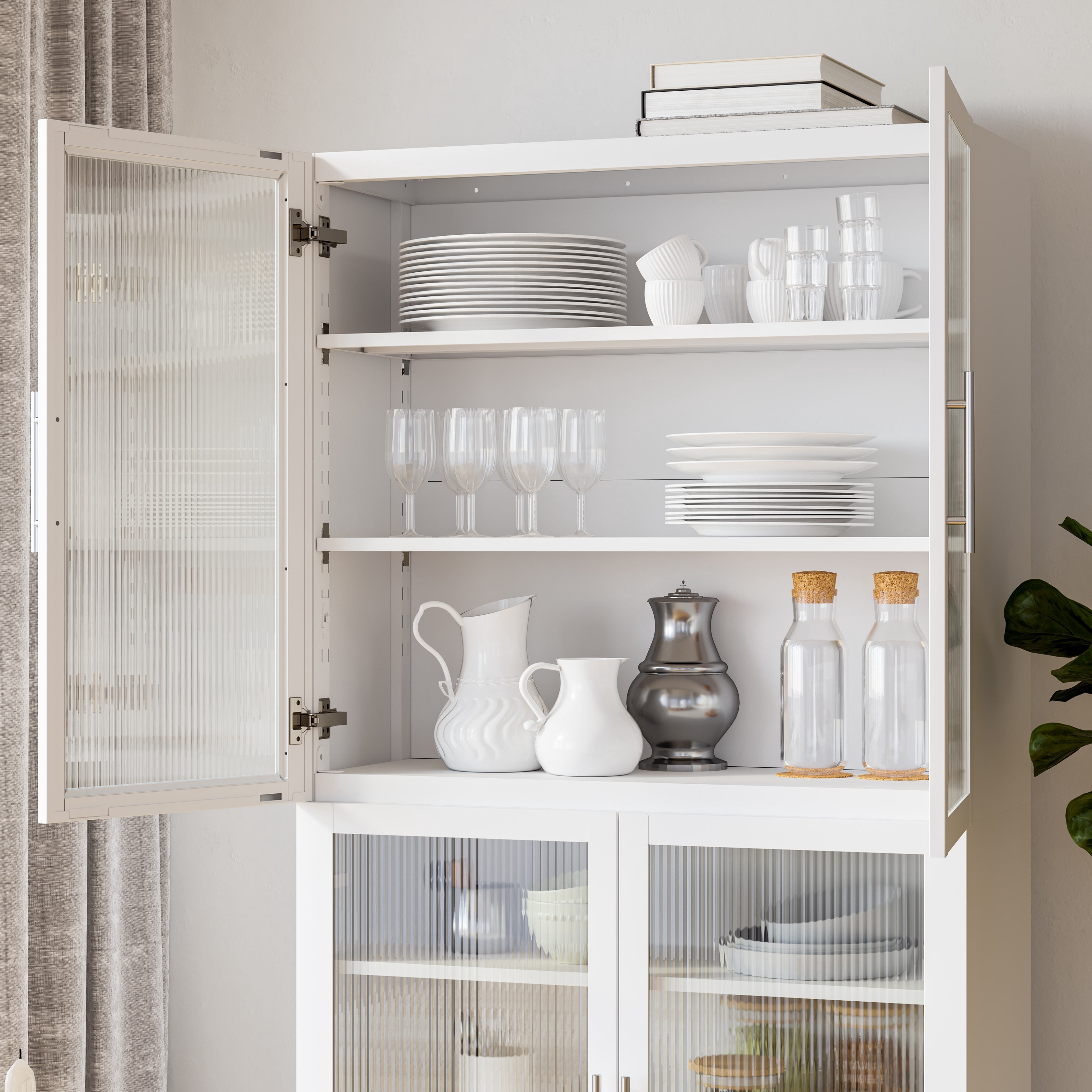 HOME Steel Storage Cabinet, Stackable Display Case, 36"W x 14"D, White