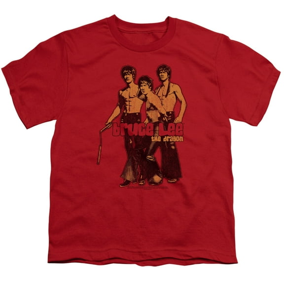 Bruce Lee Boys' Nunchucks Youth T-shirt Youth Large Red