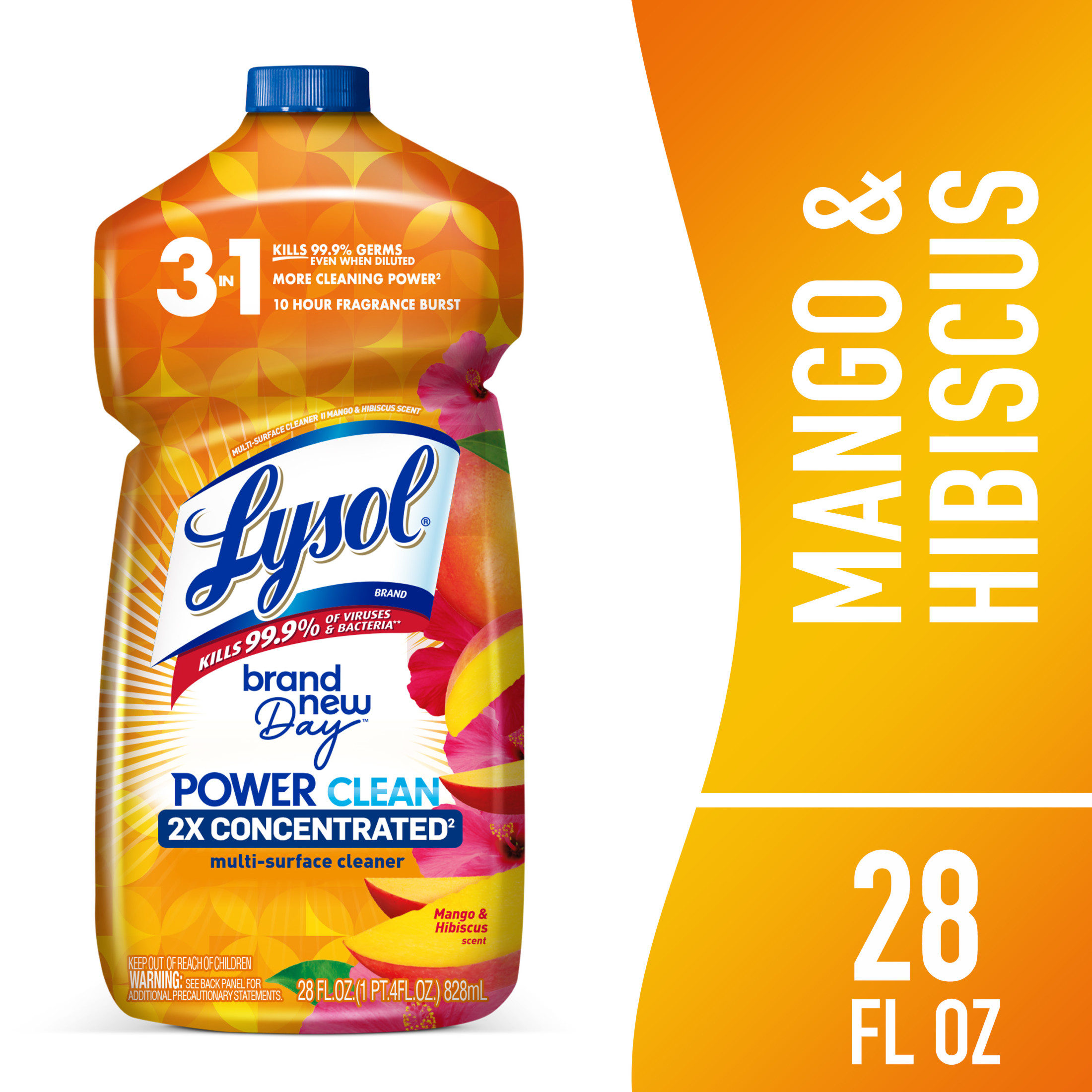Lysol All Purpose Cleaner, Multi-Surface Disinfectant Floor Cleaner for Mopping Solution, for Bathroom & Kitchen, Mango & Hibiscus, 28 fl oz