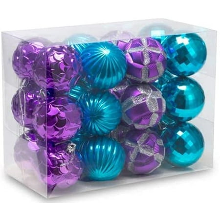 AUXO-FUN 2.36"/60mm shatterproof Christmas Ball Ornaments Tree