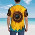 thumbnail image 4 of Fuzoiu Golden Sunflower in Blue Print Hawaiian Shirt for Men, Summer Beach Casual Short Sleeve Button Down Shirts, Men’s Beach Summer Shirts with Pocket,XX-Large, 4 of 7