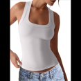 thumbnail image 3 of Camisola Básica Sin Mangas con Cuello Cuadrado Acanalado para Mujer, Camisola de Verano 2025 L, 3 of 8