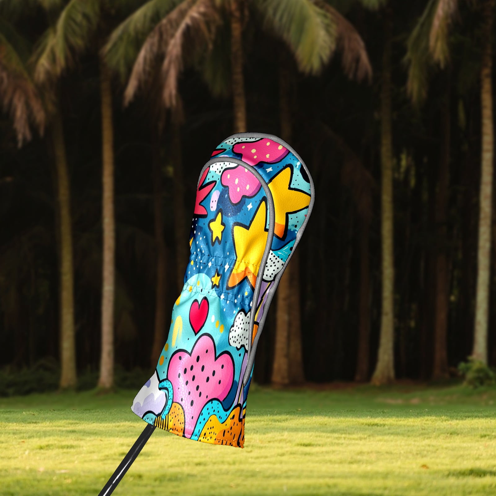 Golf Head Covers - Cute Patterns, Premium Waterproof PU Leather, Plush Lining, Fits Driver/Hybrid, Fun Golf Gift