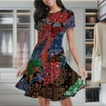 thumbnail image 2 of Colorful Bandana Patchwork Women's Classic Swing Skater Dress Casual Work Party Cocktail Dresses, 2 of 6