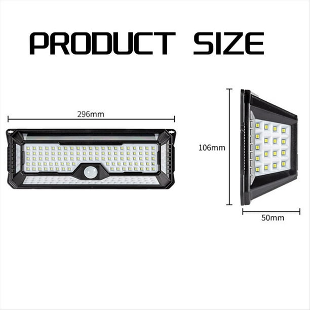 Luces Solares para Exteriores, Luz Exterior con Sensor de Movimiento 4000LM 202 LED, Luces Exteriores Solares Impermeables IP65 con 4 Gran Angular
