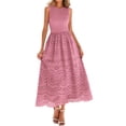 thumbnail image 3 of Jaimenalin Women'S Summer Dresses Sleeveless Crewneck A-Line Boho Lace Eyelet Tank Maxi Dress with Pockets Blush Color M, 3 of 9