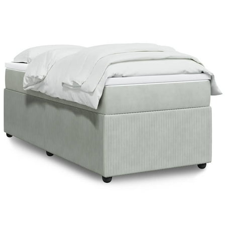 vidaXL Box Spring Bed with Mattress Light Gray Twin Velvet