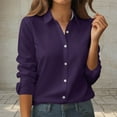 thumbnail image 2 of Wyobums Women's Button Down Shirts 4-Way Stretch Collared Dress Shirts Long Sleeve Wrinkle Free Blouse formal Office Work Tops Purple, 2 of 5