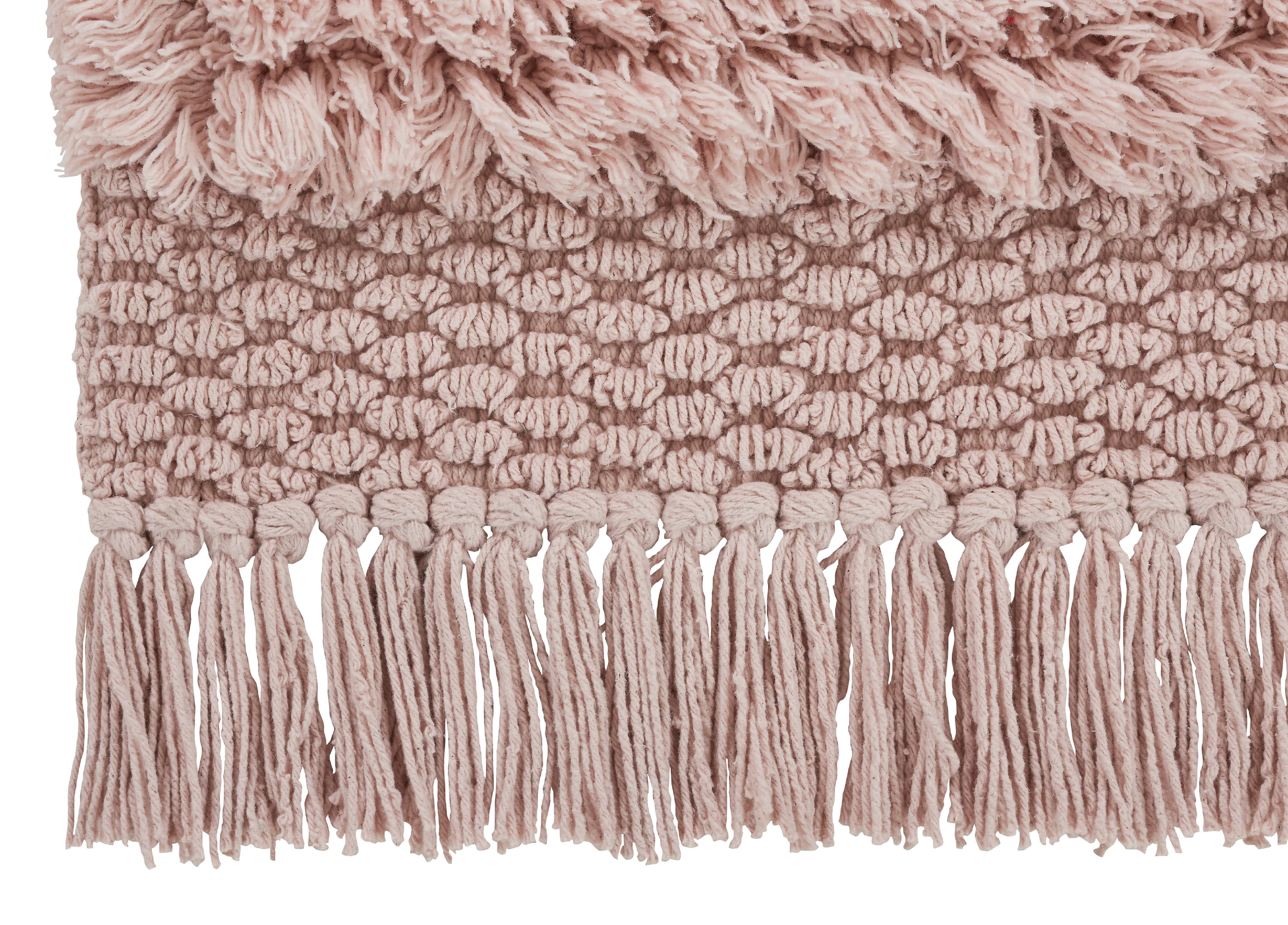 VCNY Home Savannah Fringe Pink Stripe Cotton Blend Bath Rug Runner, 24 x 60
