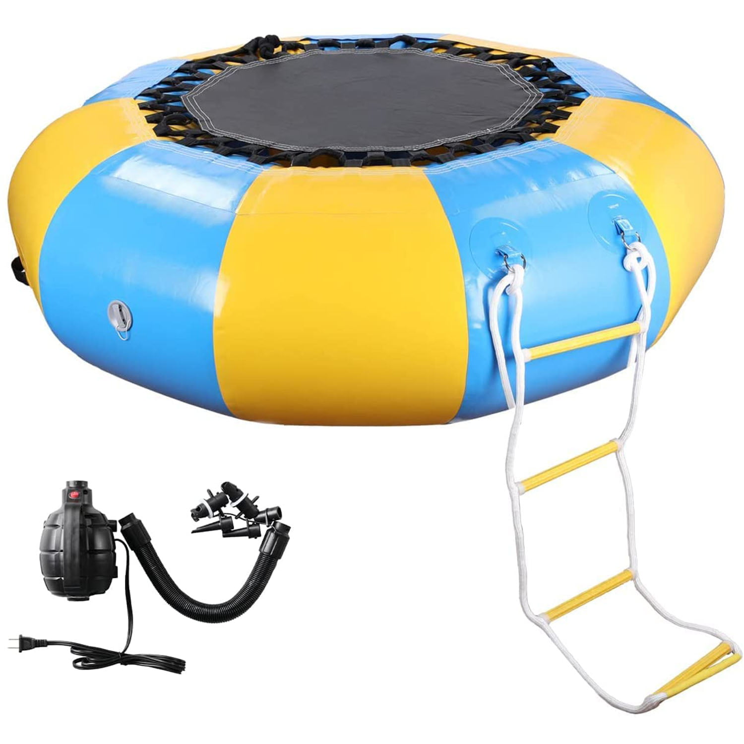 10Ft Inflatable Bounce Water Bouncer Trampoline Water Sport Jump Sport w/Ladder. 