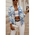 thumbnail image 5 of Women Short Jacket, Floral Print Flexible Smooth Zipper Ribbed Closing Spring Clothing, 5 of 5