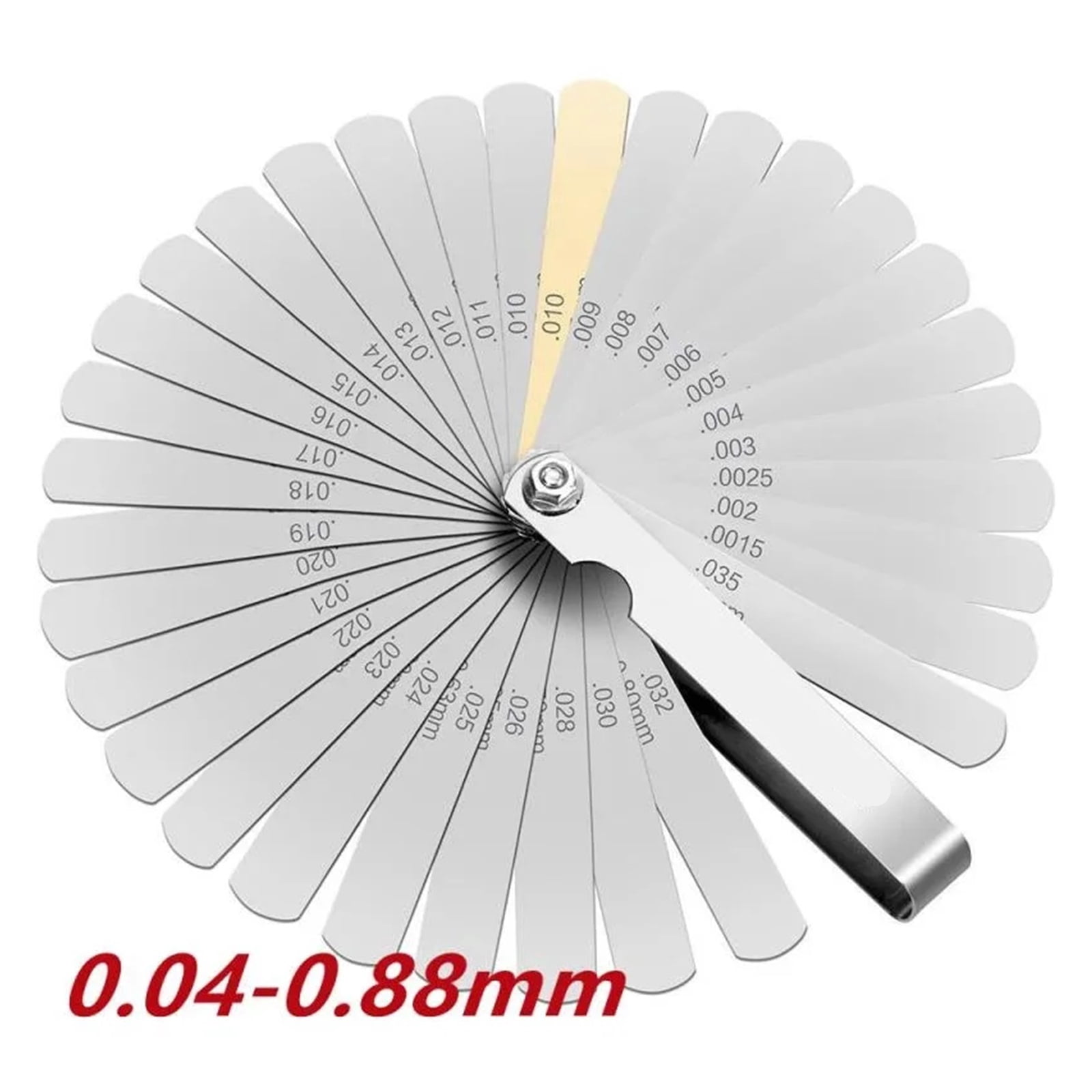 32 Blades Feeler Gauge Metric Gap Filler Gauge 0.04-0.88mm Stainless Steel High Precision Thickness Gauge Measurement Tool ,Easy Identification
