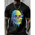 thumbnail image 6 of Men's T-Shirt Color Skull Illustration Funny Modern Art Short Sleeve Casual Tee Classic Crew Neck T-Shirt for Men, 2XL, 6 of 6