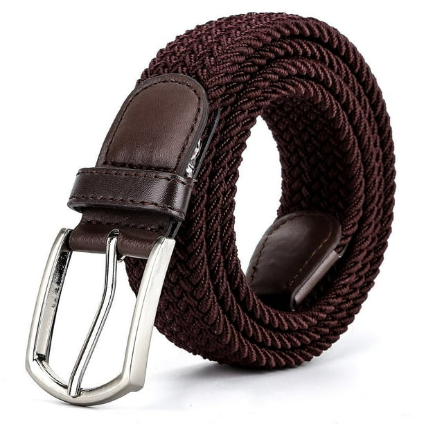 Cinturón elástico de lona informal para mujer (color: blanco y negro, tamaño: 110 cm)