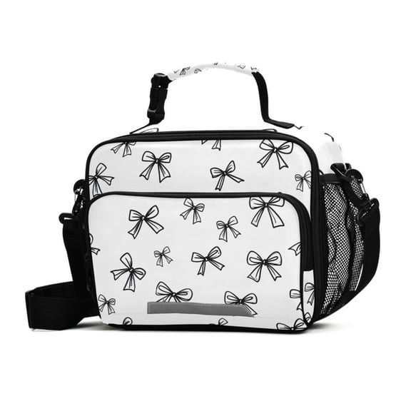 ALAZA Line Bows Lunch Box Insulated Cooler Bag Reusable Tote Bags Shoulder Strap