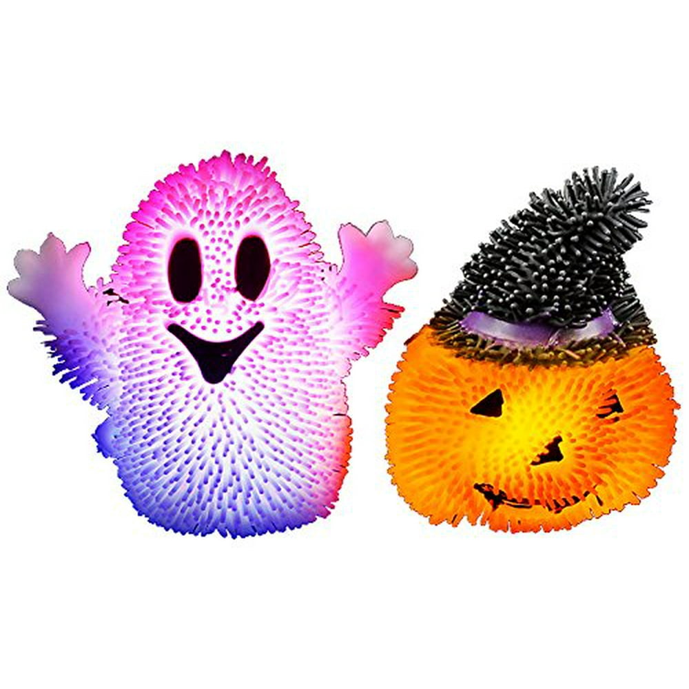 12 Assorted Light Up Squishy Halloween Stress Puffer Ball Release