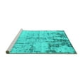 thumbnail image 2 of Ahgly Company Machine Washable Indoor Round Oriental Turquoise Blue Industrial Area Rugs, 7' Round, 2 of 4