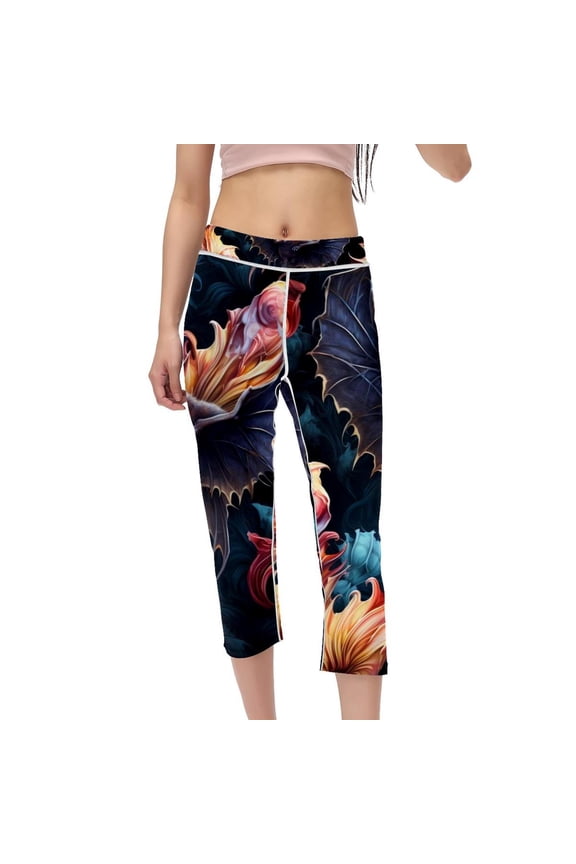 Bats Women High Waist Capris Yoga Pants Gym Leggings Compression Leggings for Running Fitness Workout Printed Non See-Through Women Leggings