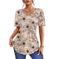 thumbnail image 2 of Fantaslook Blouses for Women Dressy Casual V Neck Pleated Tunic Tops Summer Short Sleeve Boho Shirts, 2 of 7