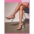 thumbnail image 2 of Party Collection Women Shoes Rhinestone Decor Tie Leg Design Chunky Heeled Strappy Sandals Valentines Day, 2 of 5
