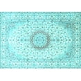 thumbnail image 1 of Ahgly Company Indoor Rectangle Medallion Light Blue Traditional Area Rugs, 2' x 5', 1 of 4