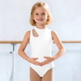 thumbnail image 2 of Curuila Children Girls Romper Sleeveless Crew Neck Solid Color Dance Summer Performance Casual Comfort Bodysuits White Size 7-8 Years, 2 of 5