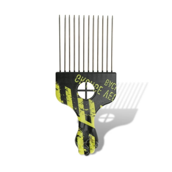 Unique Bargains Metal Hair Pick Hair Picks for Women Hair Picks for Curly Hair Afro Pick Stripe Pattern Hair Styling Pick Comb for Women Men Yellow Black