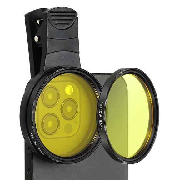 52mm Phone Camera Lens, Clip-On Full Color Filter Circular Polarizing Lens for Most Smart Phones and DSLR Cameras, Yellow