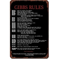Retro Decor Tin Signs,“Gibbs Rules Sign”,for garage,bar,restaurant,living room,bedroom,kitchen,cafe,bar,8×12inch