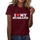 thumbnail image 1 of Gibobby Blusa de Trabajo de Manga Corta Camiseta manga corta con cuello redondo y estampado divertidas para mujer I Love My Husband(Rojo,XL), 1 of 5