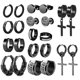 thumbnail image 1 of Juego de pendientes de acero inoxidable Juego de pendientes negros para hombre Juego de moda múltiple, 1 of 6