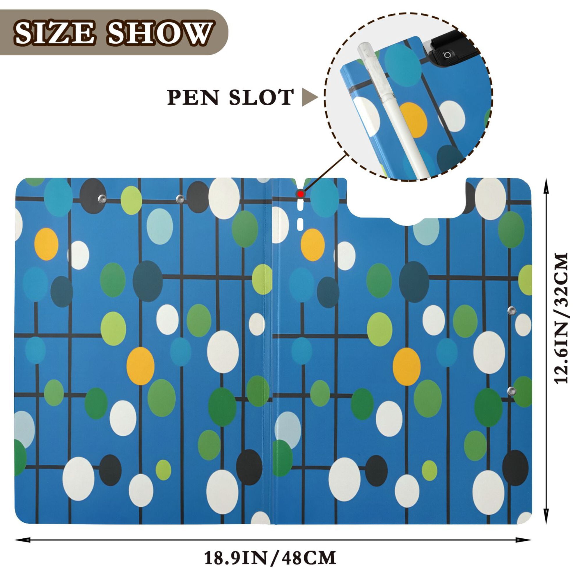 FORMRS A4 Clipboard Folder with Pen Holder Horizontal Foldable School Office Binder, Blue Abstract