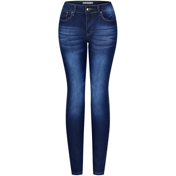 2Luver, Women's, Stretchy 5 Pocket Medium Denim Skinny Jeans, Medium Denim, 11