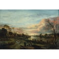 thumbnail image 3 of Aert van der Neer 24x18 Black Modern Framed Museum Art Print Titled - Landscape at Sunset (1650s), 3 of 5