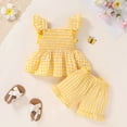 thumbnail image 2 of Happy Town Toddler Girl Clothes Infant Girl Sleeveless Ruffle Set Cute Bowknot Dress Top Shorts Outfits For Kids, 2 of 9